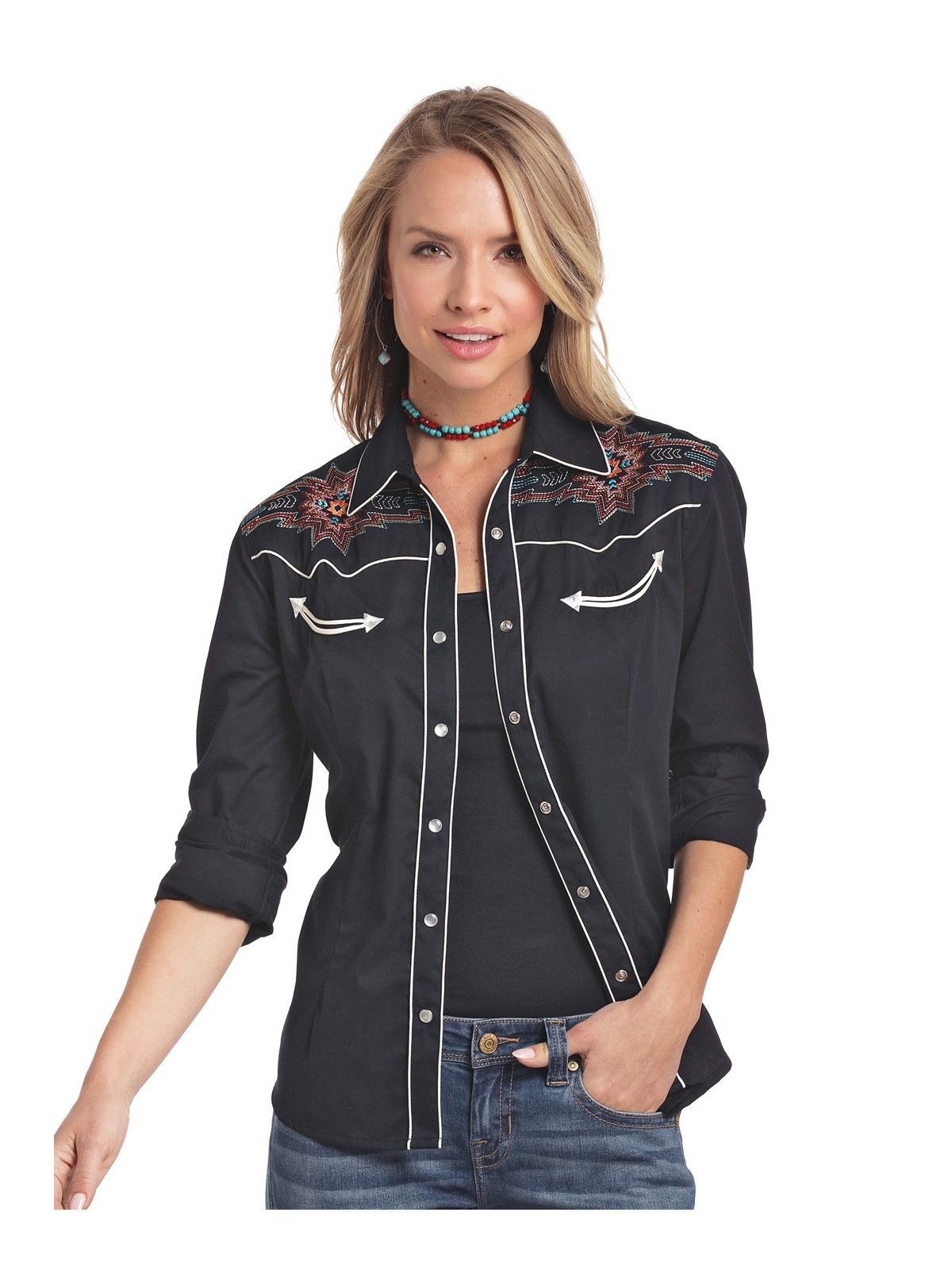 Westernbluse Retro Embroidered 3665